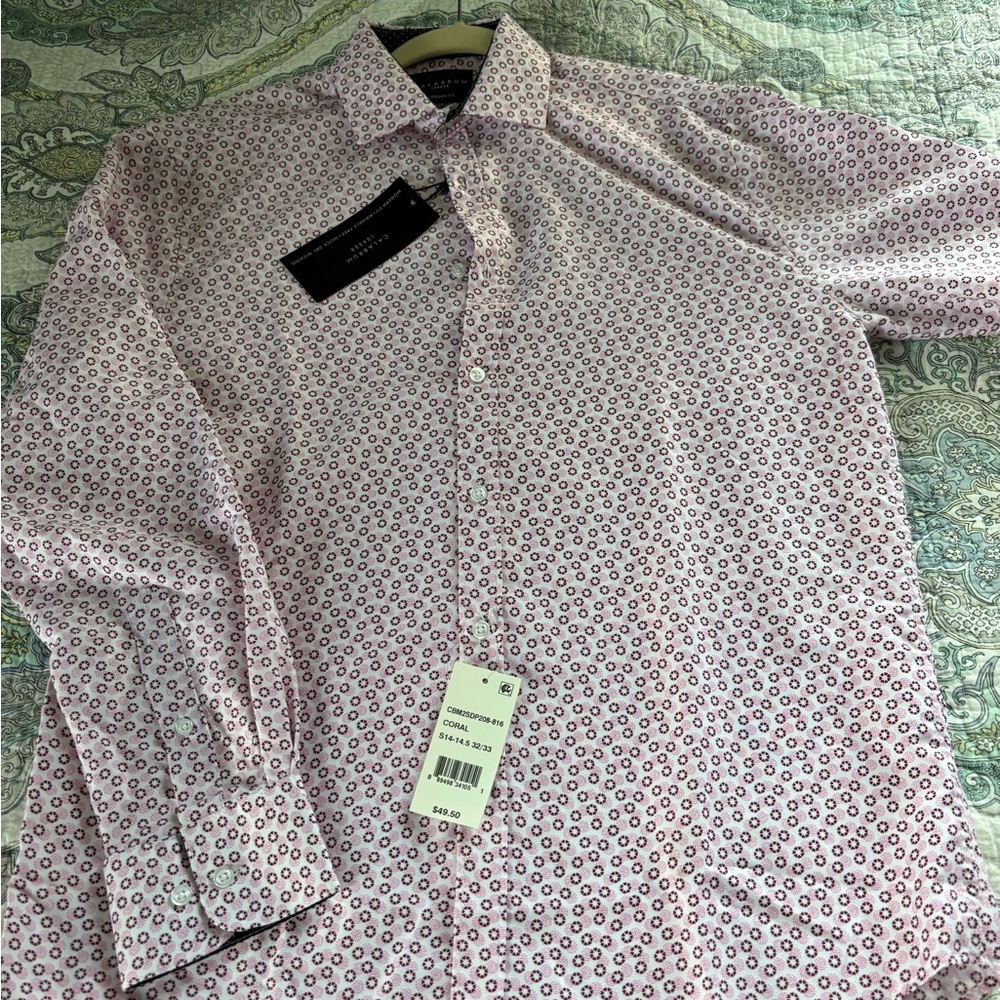 Elegant Men's Pink Patterned Button-Down Shirt